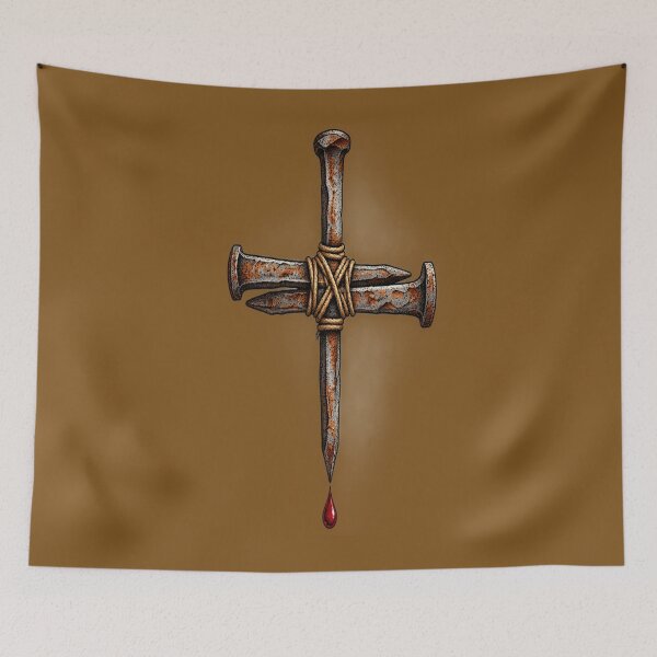 Item preview, Rusted Iron Nail Cross Red Blood Drop Art designed and sold by Francisbb.