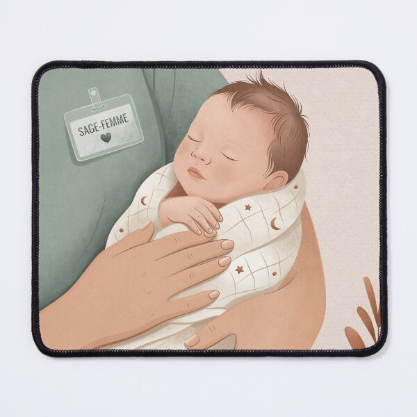 Item preview, Gentle Illustration of a Midwife and Newborn – Birth and Obstetrics Gift designed and sold by CecileDhvArt.