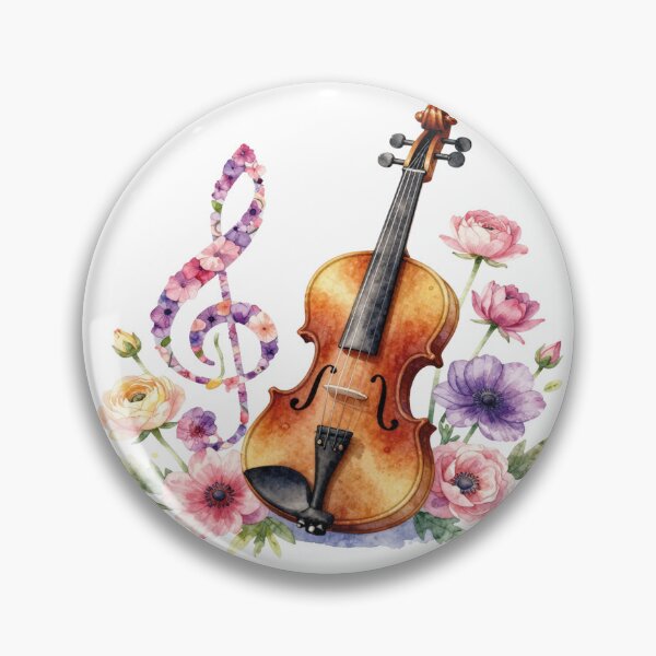 Item preview, Watercolor violin with floral treble clef designed and sold by WildArtIT.