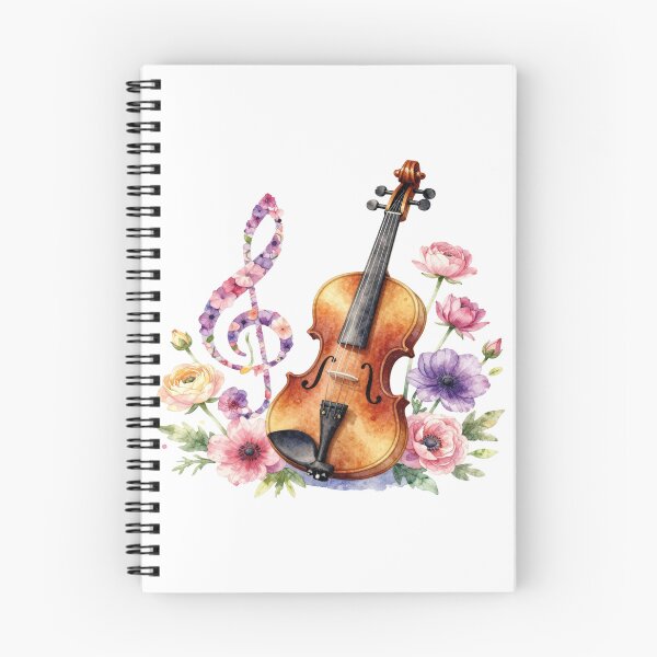 Item preview, Watercolor violin with floral treble clef designed and sold by WildArtIT.