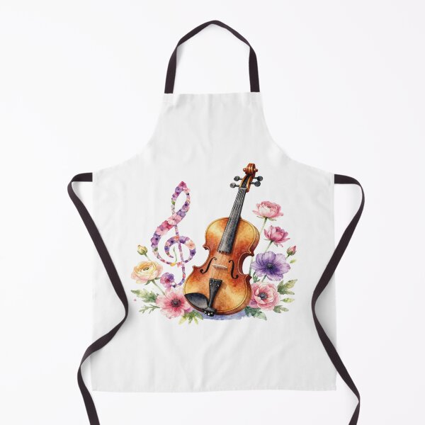 Item preview, Watercolor violin with floral treble clef designed and sold by WildArtIT.