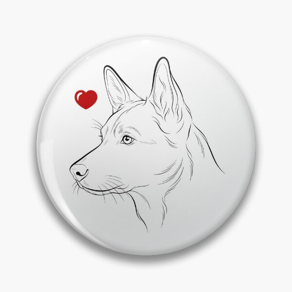 Item preview, Loving Shepherd Dog - Minimalist Illustration - Dog Portrait with Red Heart designed and sold by CecileDhvArt.