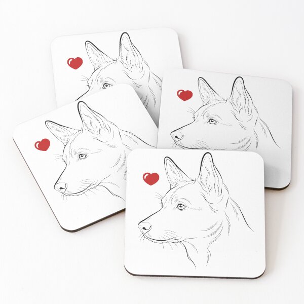 Item preview, Loving Shepherd Dog - Minimalist Illustration - Dog Portrait with Red Heart designed and sold by CecileDhvArt.