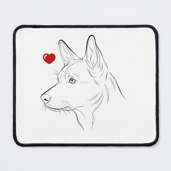 Item preview, Loving Shepherd Dog - Minimalist Illustration - Dog Portrait with Red Heart designed and sold by CecileDhvArt.