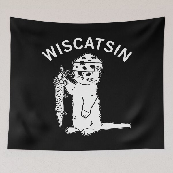 Item preview, Wiscatsin - WISCATSIN - Cat Wearing Cheese Hat And Holding Florida Gar Fish designed and sold by onlytiggokk.