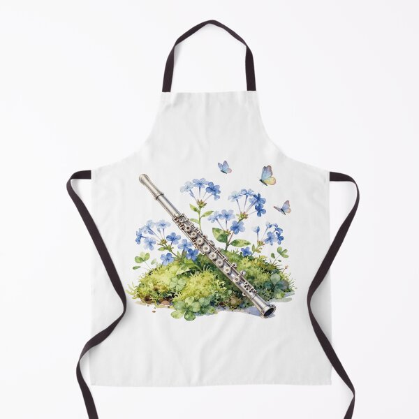 Item preview, Watercolor flute with blue flowers and butterflies designed and sold by WildArtIT.