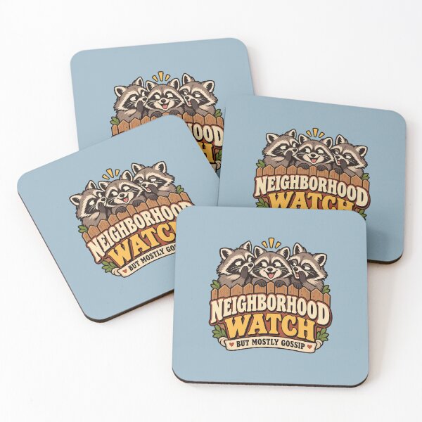 Item preview, Neighborhood Watch, Mostly Gossip – Funny Raccoon Humor designed and sold by InspireHerTribe.