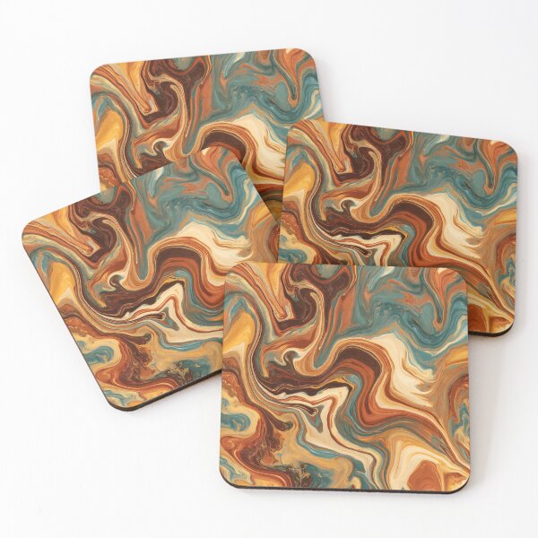 Item preview, Teal, Amber & Chocolate Liquid Marble Swirl designed and sold by AlfiB.