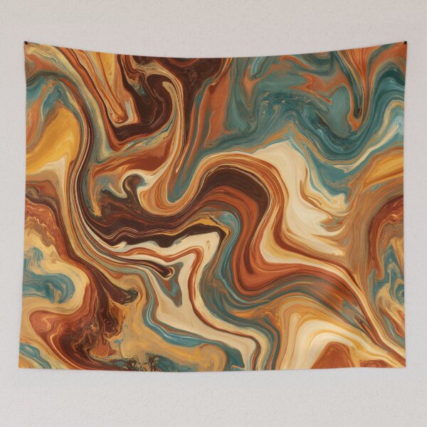 Item preview, Teal, Amber & Chocolate Liquid Marble Swirl designed and sold by AlfiB.