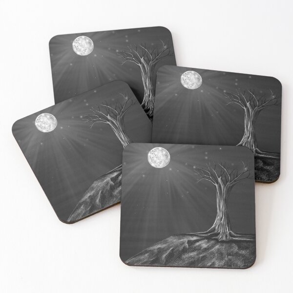 Item preview, Dark Academia Gothic Moonlit Tree Charcoal Landscape designed and sold by SaraPixels.