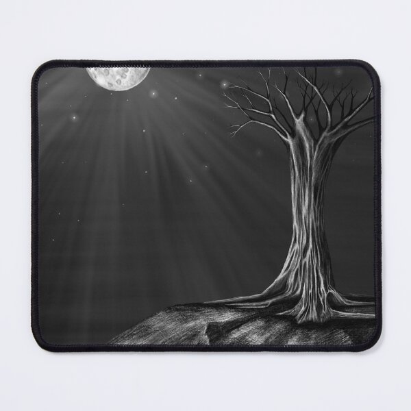 Item preview, Dark Academia Gothic Moonlit Tree Charcoal Landscape designed and sold by SaraPixels.