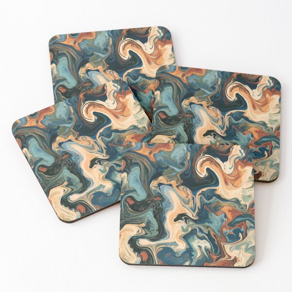 Item preview, Midnight Blue, Sage & Terracotta Liquid Marble designed and sold by AlfiB.