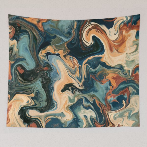 Item preview, Midnight Blue, Sage & Terracotta Liquid Marble designed and sold by AlfiB.