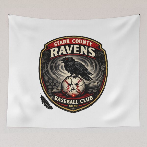 Item preview, The Dark Half – Stark County Ravens Baseball Club Vintage Horror Badge designed and sold by Shadowframe Studios.