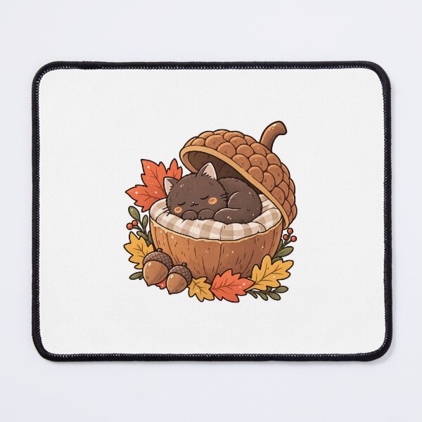 Item preview, Cozy Fall Cat Sleeping in Acorn designed and sold by Little Joy Market.