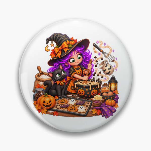 Item preview, Witch’s Kitchen – Cute Halloween Baking Witch & Black Cat designed and sold by The Cutting Room.
