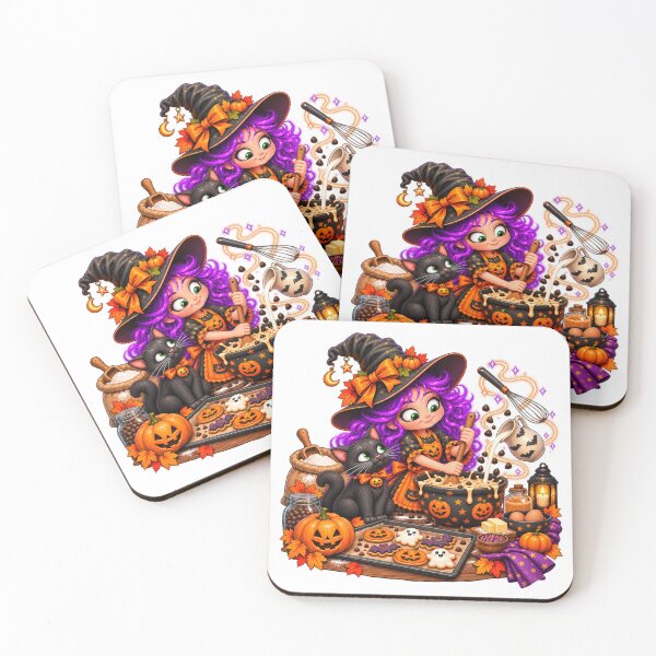 Item preview, Witch’s Kitchen – Cute Halloween Baking Witch & Black Cat designed and sold by The Cutting Room.