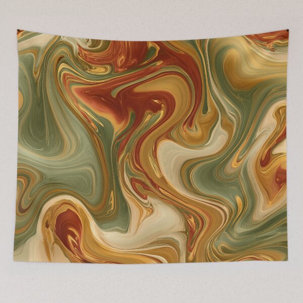 Item preview, Sage Green, Rust & Golden Ochre Liquid Marble designed and sold by AlfiB.