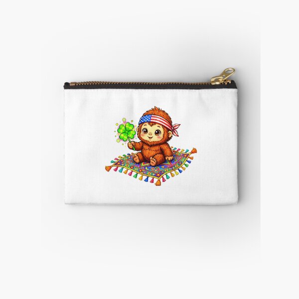 Item preview, Lucky Baby Bigfoot on Magic Flying Carpet - Cute Sasquatch Holding Four Leaf Clover Flying in Sky - Vivid Watercolor Good Luck Sticker designed and sold by HoMya.