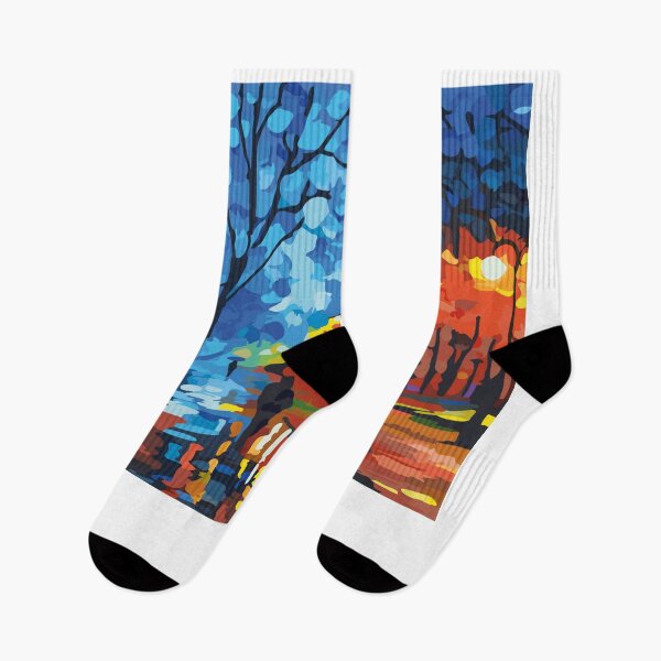 Item preview, Rain Street Park Lights Painting designed and sold by hwawilmarth.
