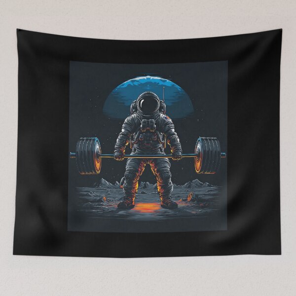 Item preview, Astronaut Weightlifting on the Moon – Space Fitness Deadlift designed and sold by D-Oles-Mercher.