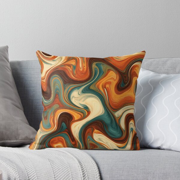 Item preview, Teal, Burnt Orange & Cream Retro Liquid Marble designed and sold by AlfiB.
