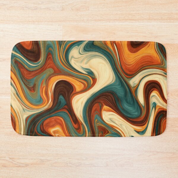 Item preview, Teal, Burnt Orange & Cream Retro Liquid Marble designed and sold by AlfiB.