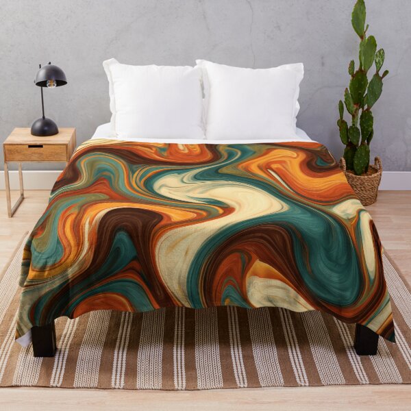 Item preview, Teal, Burnt Orange & Cream Retro Liquid Marble designed and sold by AlfiB.