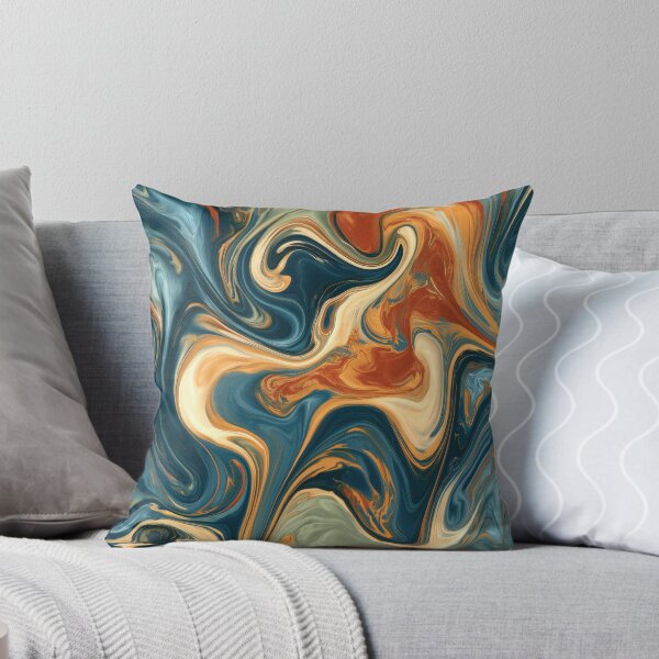 Item preview, Deep Navy, Burnt Orange & Sage Liquid Marble designed and sold by AlfiB.