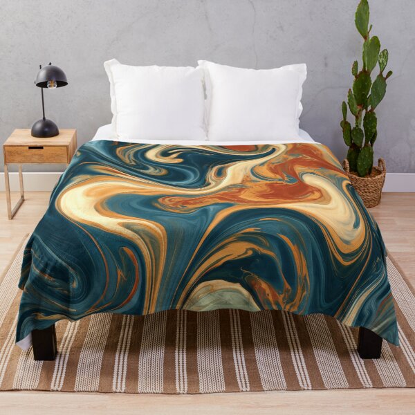 Item preview, Deep Navy, Burnt Orange & Sage Liquid Marble designed and sold by AlfiB.