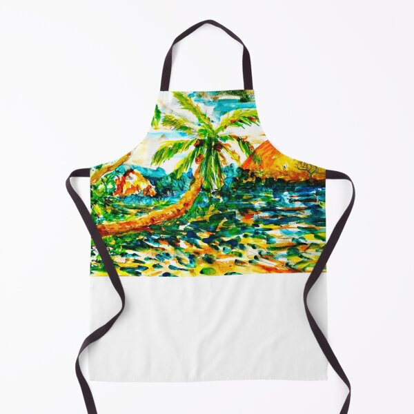 Item preview, Tropical Sunset Oasis Watercolor Painting designed and sold by lashaewilenta.