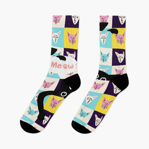 Item preview, Playful Pop Art Cats – Colorful Mew Cat Pattern designed and sold by GoldenSparkleShop.