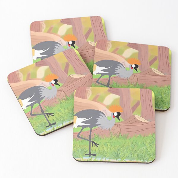 Item preview, Whimsical Grey Crowned Crane Illustration | African Wildlife Art Print designed and sold by BLUESKY11a.