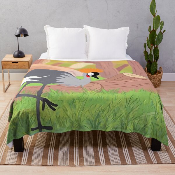 Item preview, Whimsical Grey Crowned Crane Illustration | African Wildlife Art Print designed and sold by BLUESKY11a.