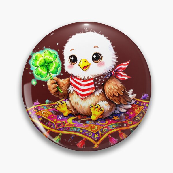 Item preview, Lucky Baby Bald Eagle on Magic Flying Carpet - Cute American Eagle Holding Shamrock - Vivid Patriotic Flying Carpet Sticker designed and sold by HoMya.