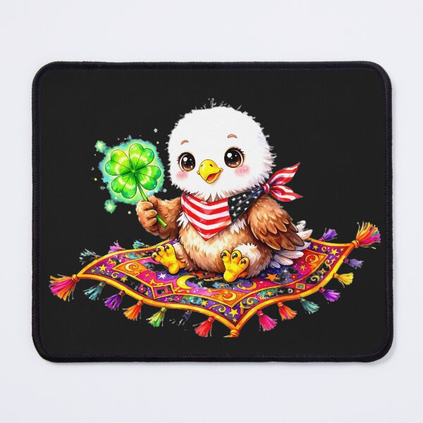 Item preview, Lucky Baby Bald Eagle on Magic Flying Carpet - Cute American Eagle Holding Shamrock - Vivid Patriotic Flying Carpet Sticker designed and sold by HoMya.
