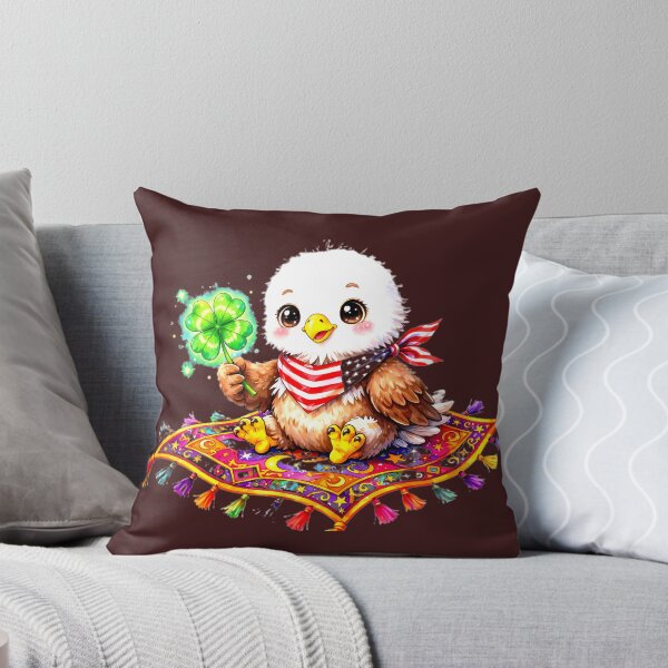 Item preview, Lucky Baby Bald Eagle on Magic Flying Carpet - Cute American Eagle Holding Shamrock - Vivid Patriotic Flying Carpet Sticker designed and sold by HoMya.
