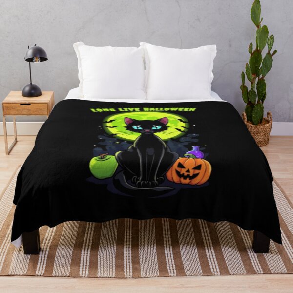 Item preview, Long Live Halloween Black Cat Green Moon designed and sold by alvablakefg.