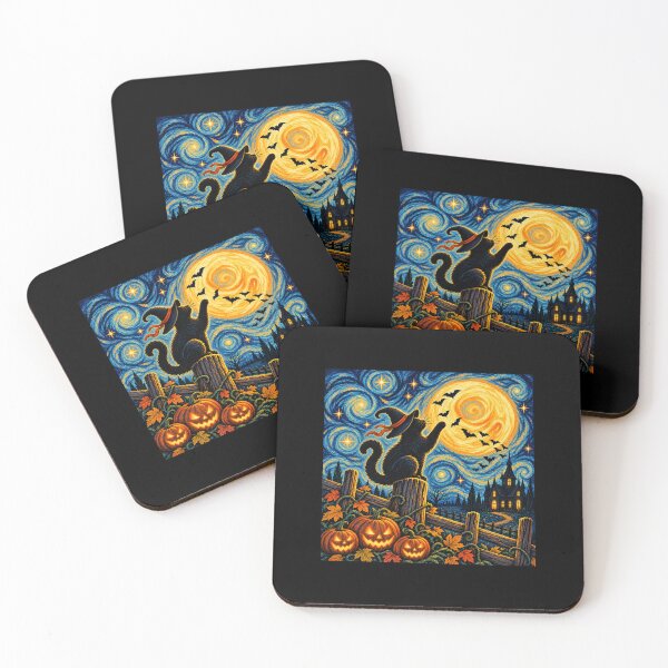 Item preview, Starry Night Halloween Cat ,Black Cat Vincent Van Gogh designed and sold by DoArtITa.