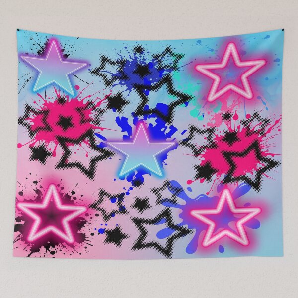 Item preview, Cybercore Neon Stars Scenecore Pattern designed and sold by Side By Side Studio.