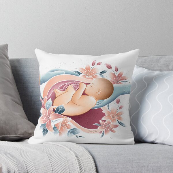 Item preview, Gentle Illustration of Birth and Motherhood - Baby, Caring Hands and Flowers designed and sold by CecileDhvArt.