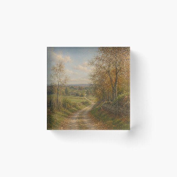 Aperçu de l'œuvre Autumn Countryside Path Landscape Painting créée et vendue par GutyzDesignsES.