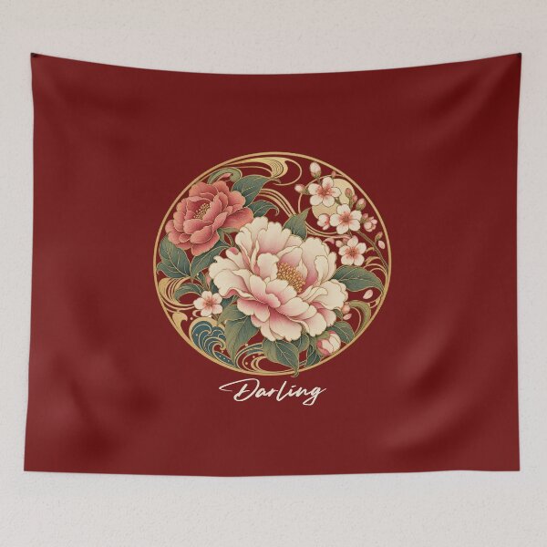 Item preview, Darling Japanese Noveau In Bordeaux designed and sold by lifeinspired4u.