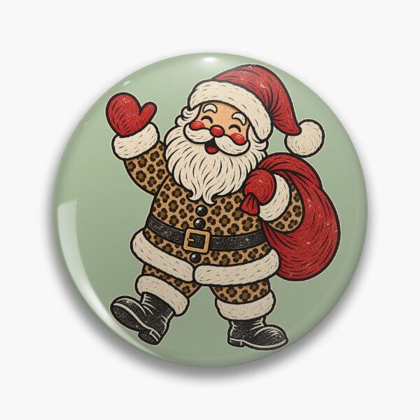 Item preview, Cheerful Vintage Chalkboard Santa in Leopard Print Suit designed and sold by Everwood Art Studio.