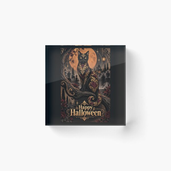 Item preview, Damask Black Cat - Happy Halloween designed and sold by DesignsByPrnces.
