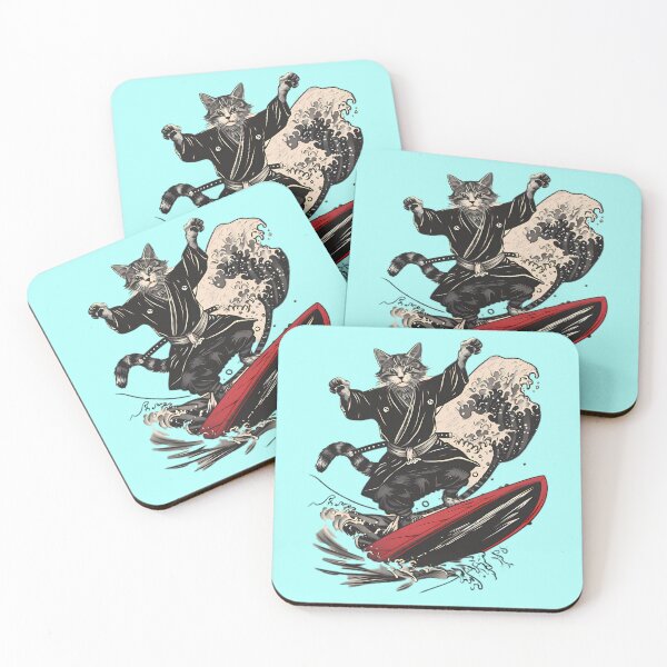 Item preview, Samurai Cat Surfing Great Wave designed and sold by Structure-Blue.