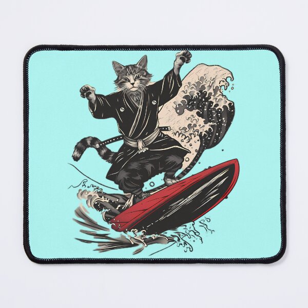 Item preview, Samurai Cat Surfing Great Wave designed and sold by Structure-Blue.