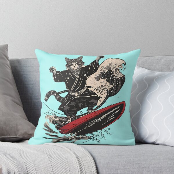 Item preview, Samurai Cat Surfing Great Wave designed and sold by Structure-Blue.