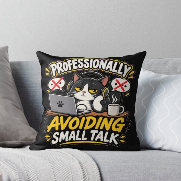 Item preview, Professionally Avoiding Small Talk | Funny Introvert Cat Meme designed and sold by Corpoheroes.