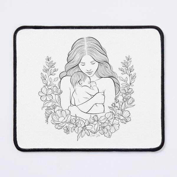 Item preview, Motherhood Floral Embrace - Line Art Mother and Baby designed and sold by CecileDhvArt.